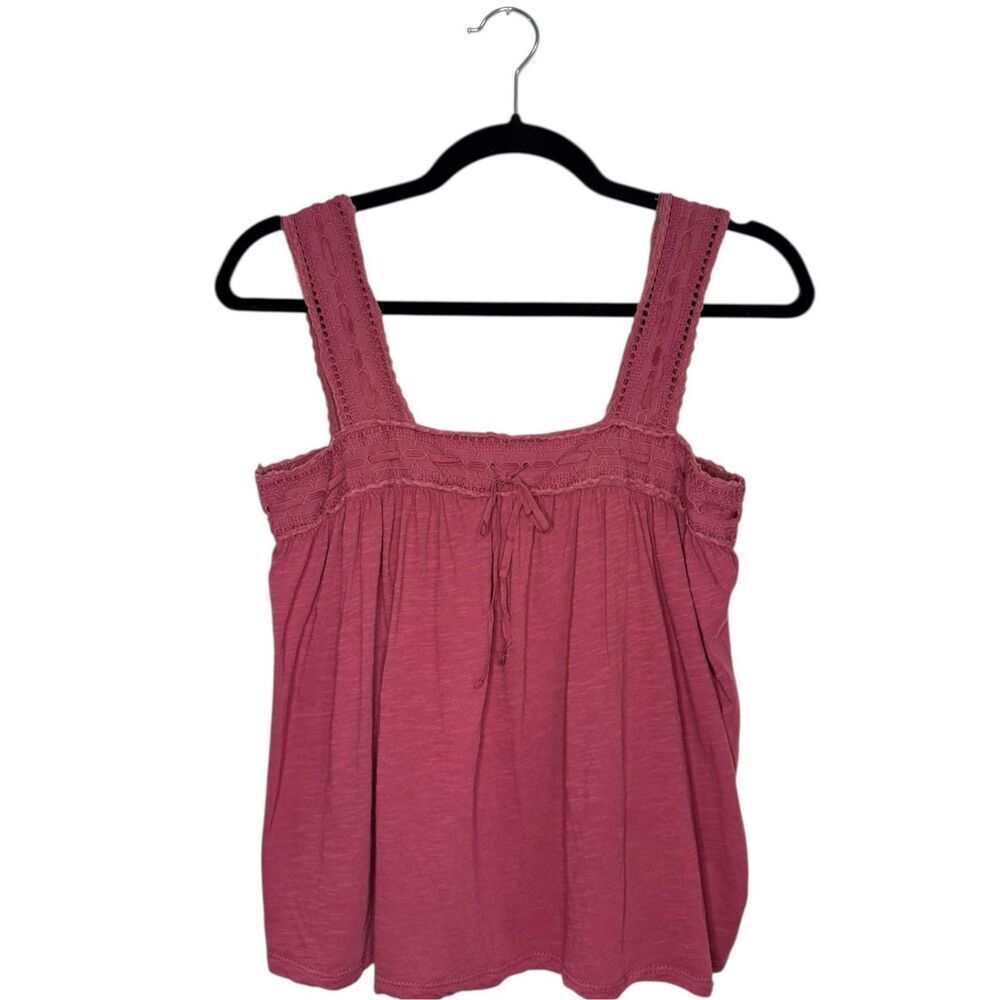 Lucky Brand Women’s XS Square Neck Lace Tank Babydoll Top Rose Brown Flowy Y2K - Picture 3 of 9